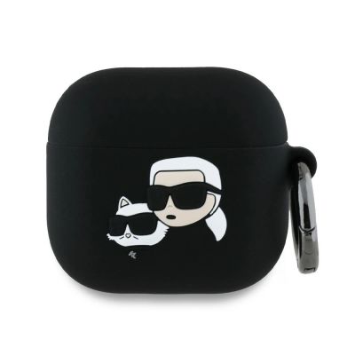 Karl Lagerfeld Silicone Karl&Chaupette Head 3D Case for AirPods 4 - Black