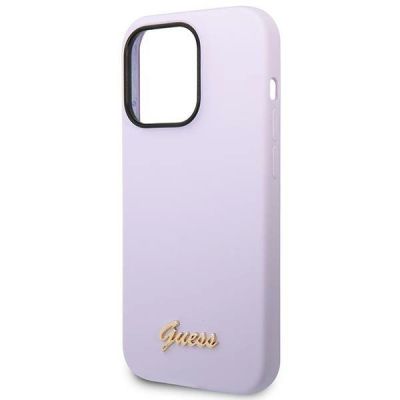 6. Guess GUHCP14XSLSMU iPhone 14 Pro Max 6.7" purple/purple hard case Silicone Vintage Gold Logo