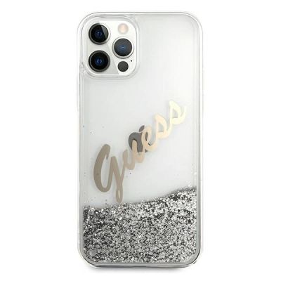 3. Guess GUHCP12LGLVSSI iPhone 12 Pro Max 6.7" silver/silver hardcase Glitter Vintage Script