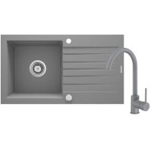 Granite sink with tap, 1-bowl, with drainer ZQZBS113 5908212074923