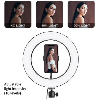 12. MACLEAN RING LAMP 10" LED12W FOR SELFIE WITH TRIPOD MCE610
