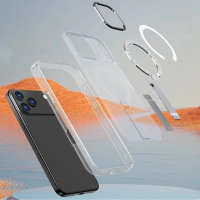 7. Hybrid Armor X Case for Samsung Galaxy S25 FE with Stand Compatible with MagSafe - Transparent