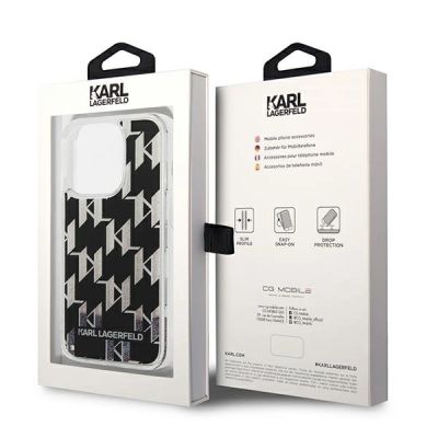 8. Karl Lagerfeld KLHCP14LLMNMK iPhone 14 Pro 6.1 "hardcase black / black Liquid Glitter Monogram