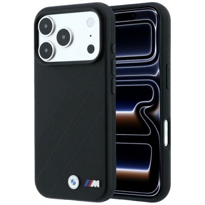BMW M Tire Track Metal Logo MagSafe Case for iPhone 17 Pro / 18 Pro - Black