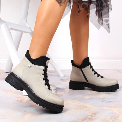 36. Waterproof, Comfortable Beige Women’s Insulated Ankle Boots Rieker Y3163-60