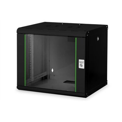 10. Digitus Unique 19" 9U rackmount network cabinet, 600x450, glass door, black, undivided, assembled, 100kg