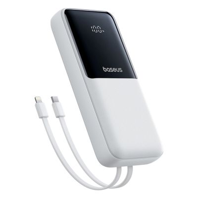 Baseus Lipow 20000mAh 22.5W Powerbank with two built-in cables with additional Baseus Simple USB-A - USB-C 3A 20cm cable - white