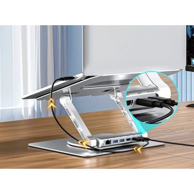 2. UNITEK LAPTOP STAND + USB-C HUB, HDMI 1.4, 4K, PD 100W