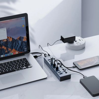 4. Orico BT2U3-13AB Hub 13x USB-A 3.0 with switches - gray