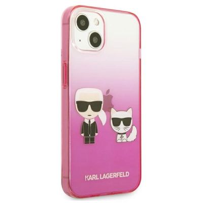 4. Karl Lagerfeld Gradient Ikonik Karl&Choupette Case for iPhone 13 mini - Pink