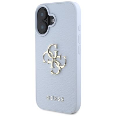2. Guess Grained Big 4G Logo Small Classic Logo case for iPhone 16 - blue