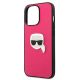 6. Karl Lagerfeld Leather Ikonik Karl's Head Metal Case for iPhone 13 Pro / 13 6.1" - Pink