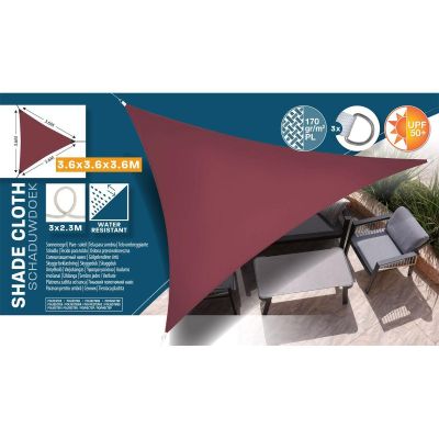 5. GARDEN SUN SAIL TRIANGLE 3.6X3.6X3.6M BURGUNDY