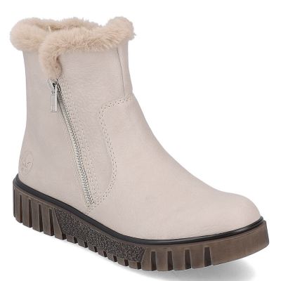 8. Beige women’s ankle boots with fur lining Rieker Y3481-60