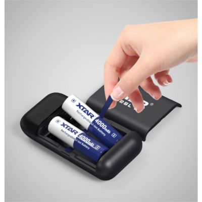 10. XTAR Charger with Power Bank Function for Cylindrical Li-Ion Batteries 18650/20700/21700, Black – 2 Channels PB2SLV2