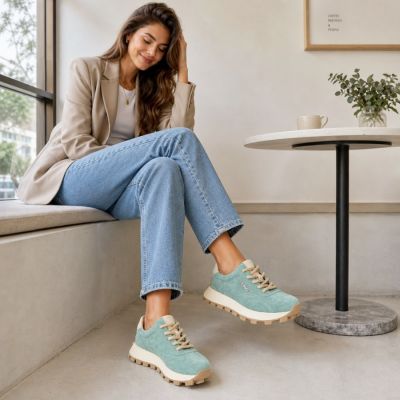 9. Leather platform sneakers in green Filippo DP7498