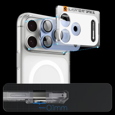 12. Spigen Optik Pro XL GLAS.TR EZ FIT Tempered Glass Camera Screen Protector for iPhone 18 Pro - Light Blue