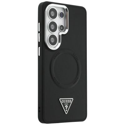 4. Guess Embossed Ring Triangle Logo MagSafe Case for Samsung Galaxy S26 Ultra - Black