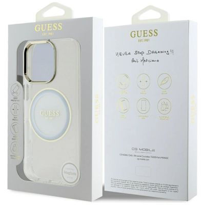 8. Guess IML Metal Colored Circle Classic Logo MagSafe case for iPhone 16 Pro Max - white