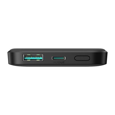 6. Powerbank Joyroom JR-W020 Mini 5000mAh USB-A USB-C inductive 20W - black + USB-C / USB-C cable