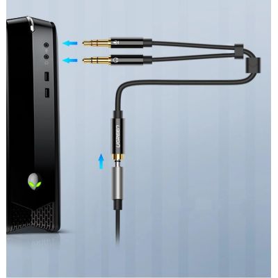 3. Ugreen AUX splitter cable 3.5 mm mini jack (female) - 2x 3.5 mm mini jack (male - microphone and headphones) black (AV140 20899)