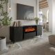 6. VOLARE chest of drawers 200x39x75 black/san sebastian + fireplace