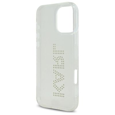 7. Karl Lagerfeld KLHCP16XHKLSTDCT iPhone 16 Pro Max 6.9" Clear Hard Case IML Rhinestones Logo