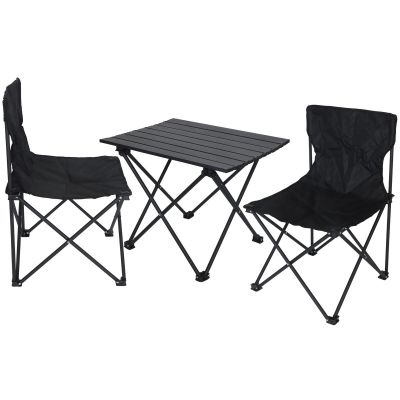 FOLDABLE TOURIST SET 3IN1 TABLE AND 2 CHAIRS BLACK ENERO CAMP