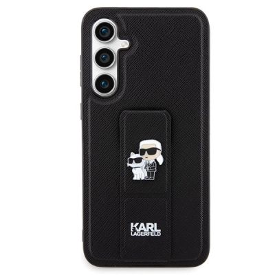 3. Karl Lagerfeld Gripstand Saffiano Karl&Choupette Pins case for Samsung Galaxy S23 FE - black