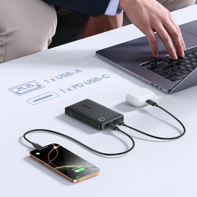 9. Baseus EnerFill FP11 Power Bank 10000mAh 15W (with black Simple USB-C - USB-C 20V/3A 30cm cable) - black