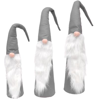 SET OF GRAY DECORATIVE SANTA CLAUS 60, 70, 80 CM