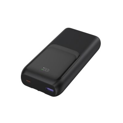 4. GEMBIRD POWERBANK 20000mAh, 20W FAST CHARGING, LCD DISPLAY, INTEGRATED CABLES, BLACK
