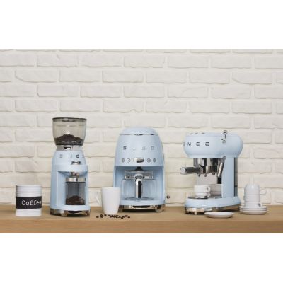 12. SMEG coffee machine model DCF02PBEU pastel blue