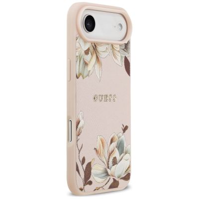 4. Guess Grained Flowers Classic Logo MagSafe iPhone Air Case - Pink