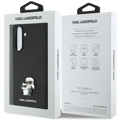 7. Karl Lagerfeld Saffiano Case w/ K&C Metal Logo for Samsung Galaxy A36 - Black