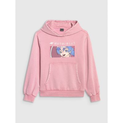 3. Girls' sweatshirt with hood, open, 4F 4FJRAW25TSWSF2294-54S