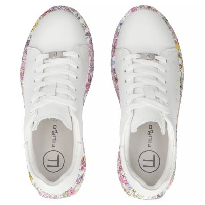 6. Leather platform sneakers with white floral print Filippo DP7507