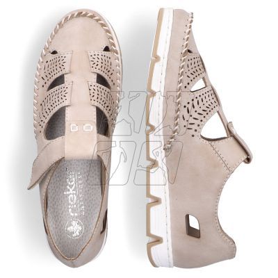 7. Rieker W RKR651 beige leather openwork shoes with velcro