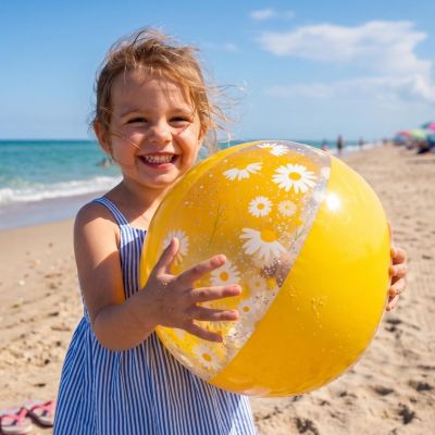 5. INFLATABLE BEACH BALL 50CM DAISY YELLOW 53174