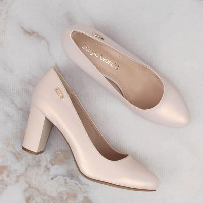 14. Sergio Leone W SK193B beige pearl heel pumps 