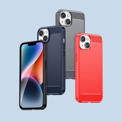 12. Carbon Case for iPhone 14 Plus flexible gel back cover blue