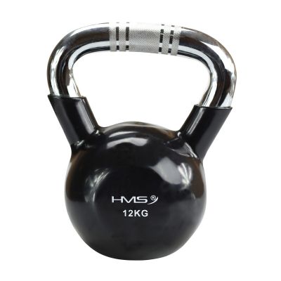 36. Kettlebell cast iron handle chrome knurled HMS KTC12 BLACK 