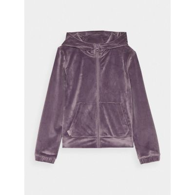 6. Girls' velour zip-up hoodie sweatshirt 4F Junior 4FJWAW24TSWSF1217-51S