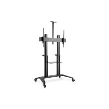 Single mobile stand with shelf and camera holder 1xLCD max. 120" max. 140kg