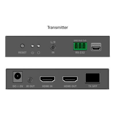 12. HDMI Fiber Optic Extender 4K/60Hz over IP 1G or up to 40km/300m, HDMI Loop-Out, IR Control - Kit