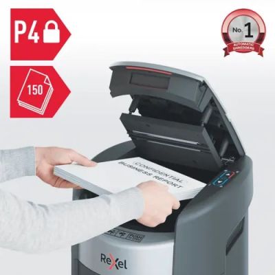 2. Rexel ShredMax AutoFeed+ 150X shredder, P4, 150 sheets, 15 l bin