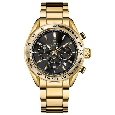 Men's Watch Giewont Chronograph Sapphire Gold Black GW9580-B4