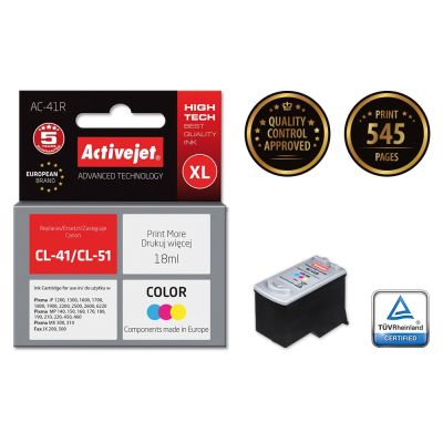 2. Activejet AC-41R Ink (Canon CL-41 replacement; Premium; 18 ml; color)