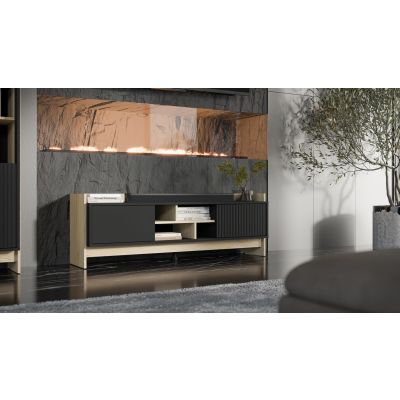 6. PORTO 2D TV cabinet 150x38x50 oak/black
