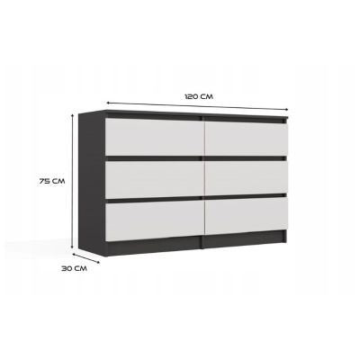 7. M6 MALWA CHEST OF DRAWERS 120CM ANT/WHITE SET